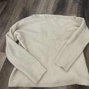 Treasure and Bond off the shoulder cream sweater.